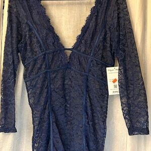 Elegant Navy Lace Dress